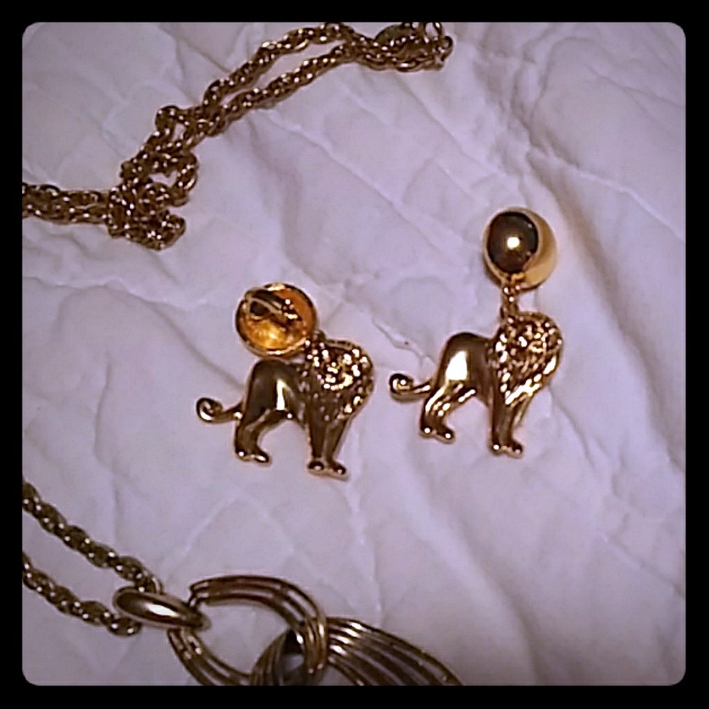 Gold Lion Clip-on Earrings